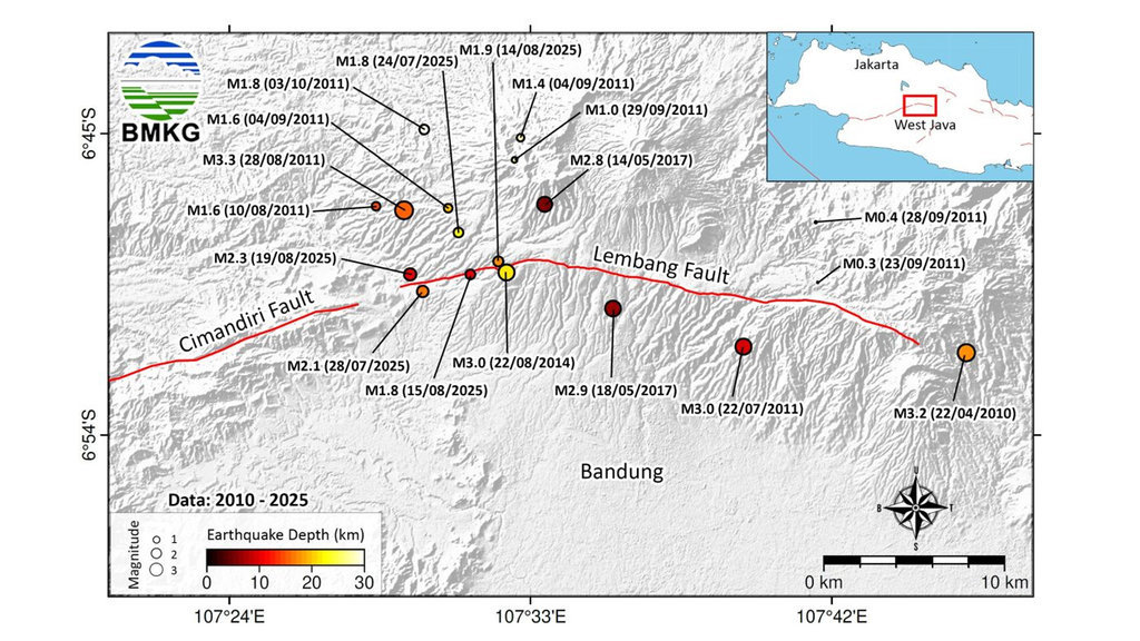 Peta Sesar Lembang. (FOTO/BMKG) Peta Sesar Lembang