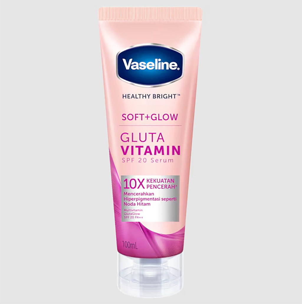 ..Vaseline Healthy Glow Soft Glow Gluta Vitamin SPF 20 Body Serum. foto/Vaselin .Vaseline Healthy Glow Soft Glow Gluta Vitamin SPF 20 Body Serum