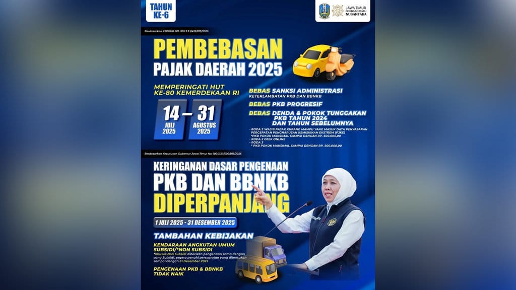 Poster Pogram Pemutihan Pajak Kendaraan Jawa Timur 2025