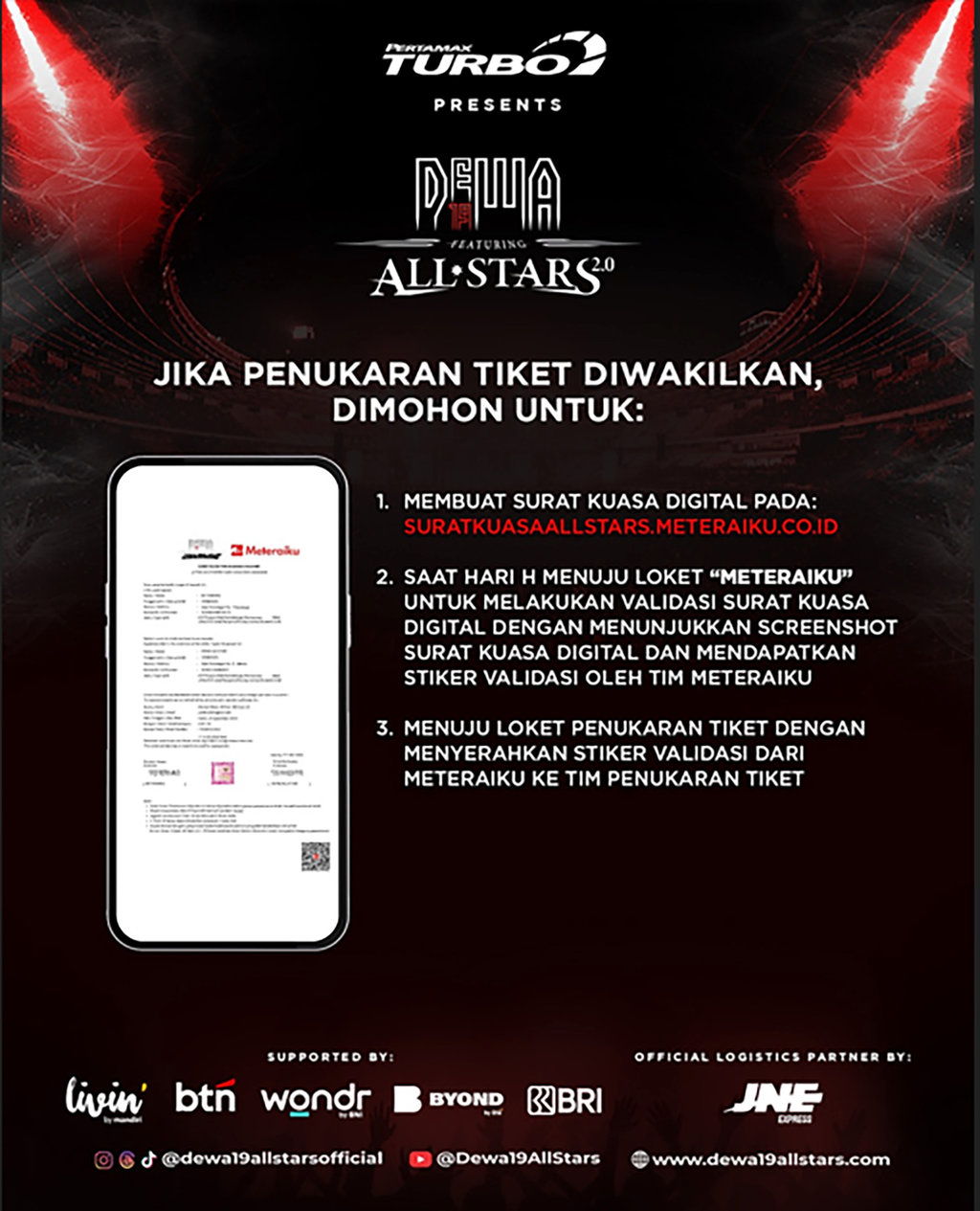 Poster Info Penukaran Tiket Dewa 19 ft All Stars 2025