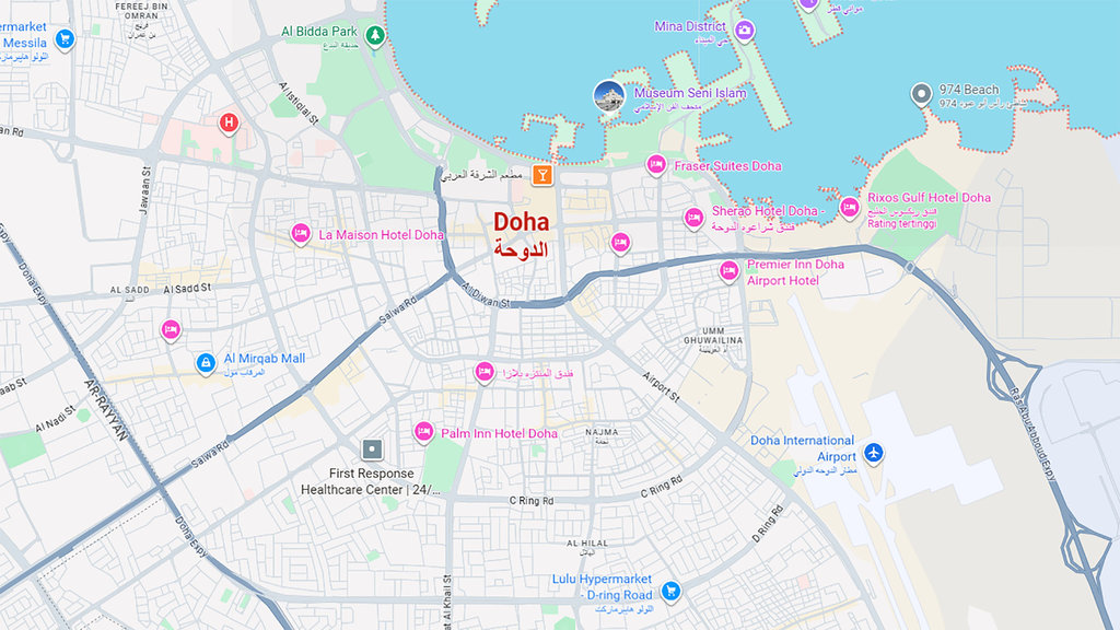Peta Doha. foto/Google maps Peta Doha