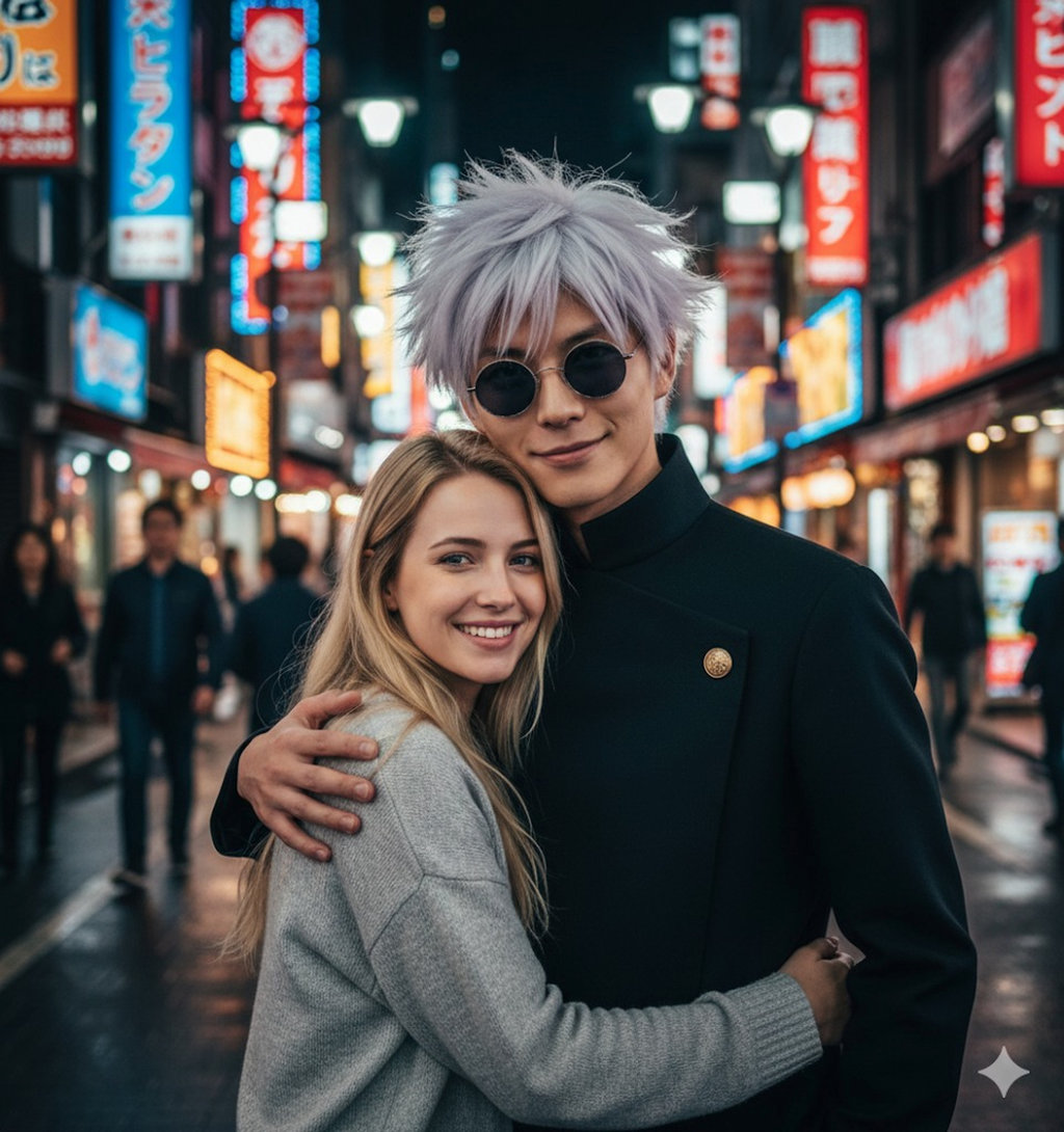 Ilustrasi Foto Bareng Karakter Anime di Gemini AI. FOTO/Istimewa Foto AI