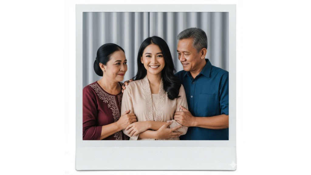 Hasil generaor AI, Gemini AI Foto keluarga. FOTO/Gemini AI Foto Keluarga Gemini AI Polaroid