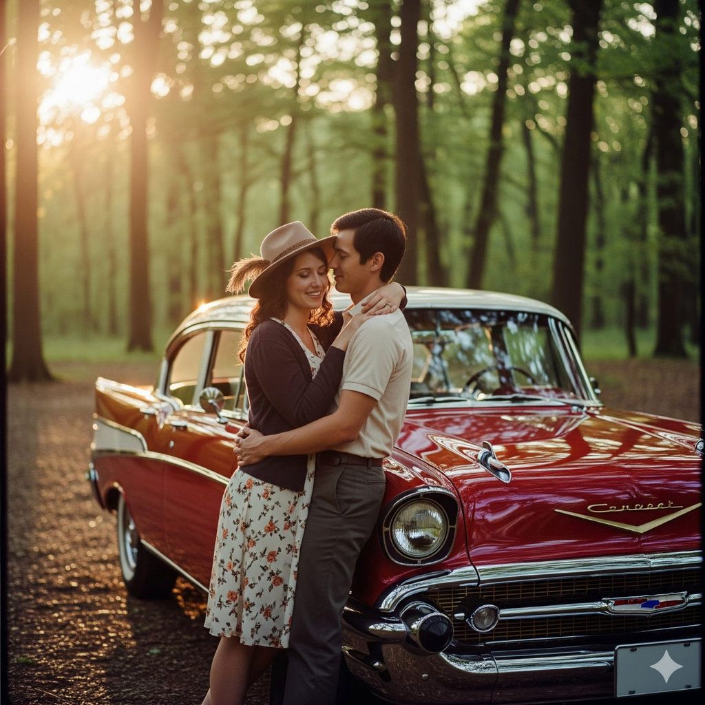 Hasil Generaor AI, Retro Couple. FOTO/Gemini AI Prompt Gemini AI Retro Couple