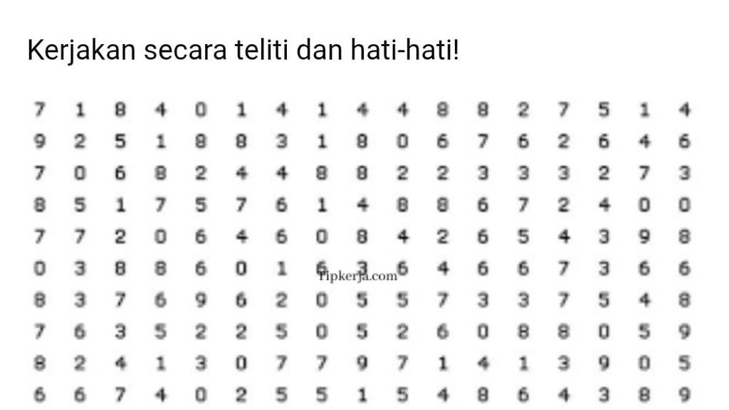 Simulasi Tes Pauli. foto/Tipkerja Simulasi Tes Pauli