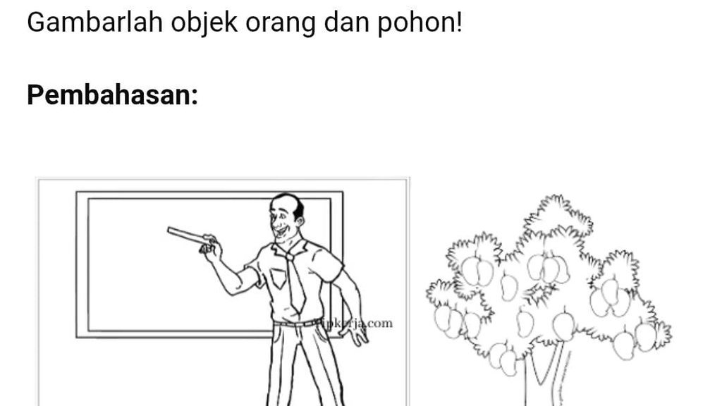Simulasi Tes Gambar Pohon dan Orang. foto/Tipkerja Simulasi Tes Gambar Pohon dan Orang