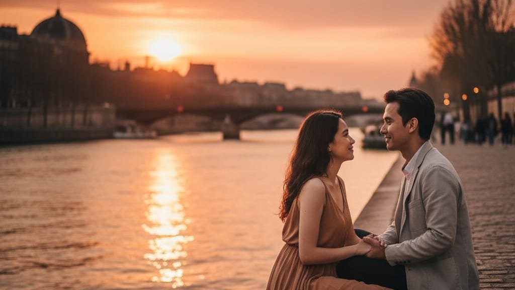 Promt AI berdua pacar di Paris. foto/gemini AI Promt AI berdua pacar di Paris