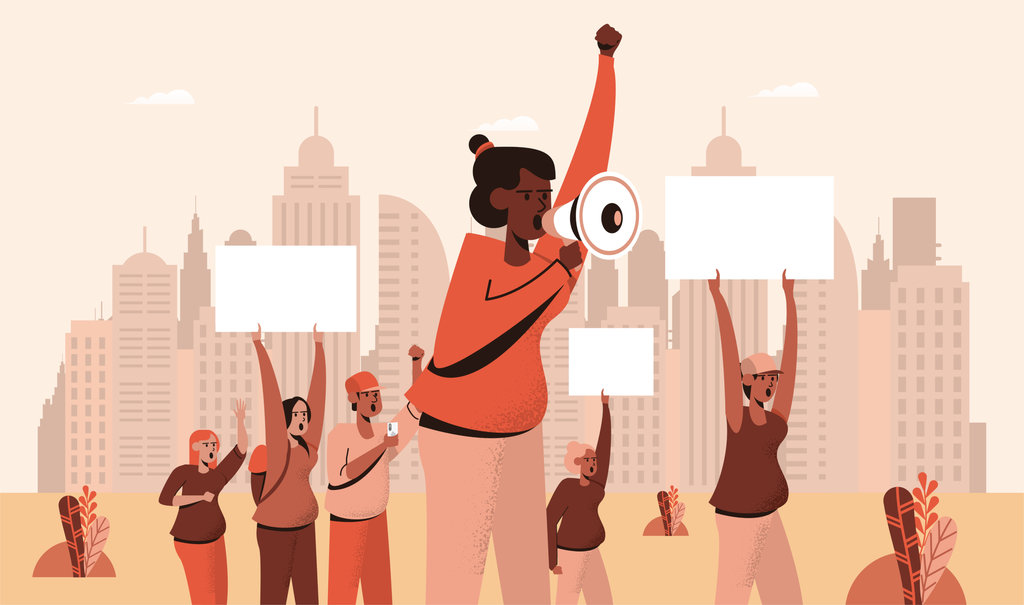 Ilustrasi Ibu Ibu Demo. foto.IStockphoto Ilustrasi Ibu Ibu Demo