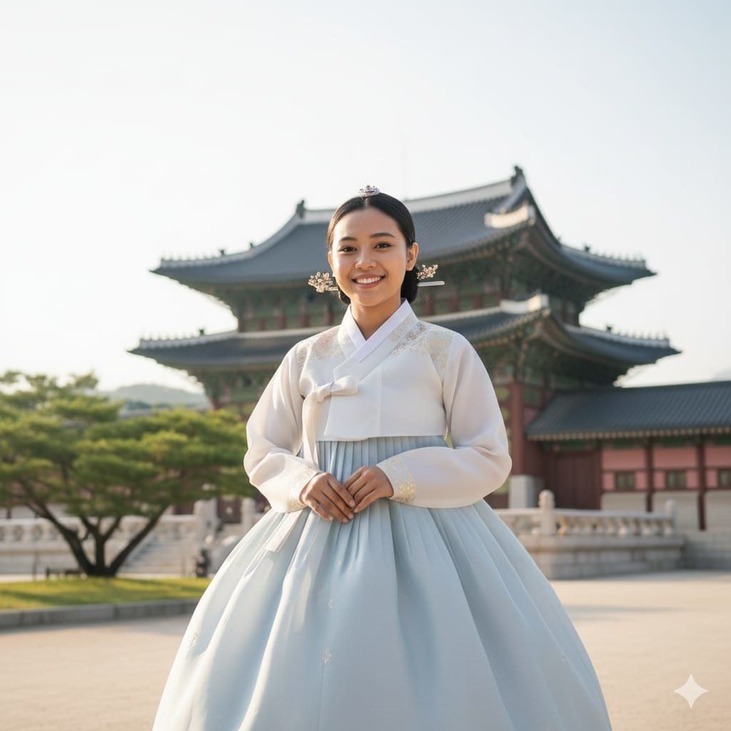 Prompt AI Edit Foto Hanbok Korea. foto/Gemini AI Prompt AI Edit Foto Hanbok Korea