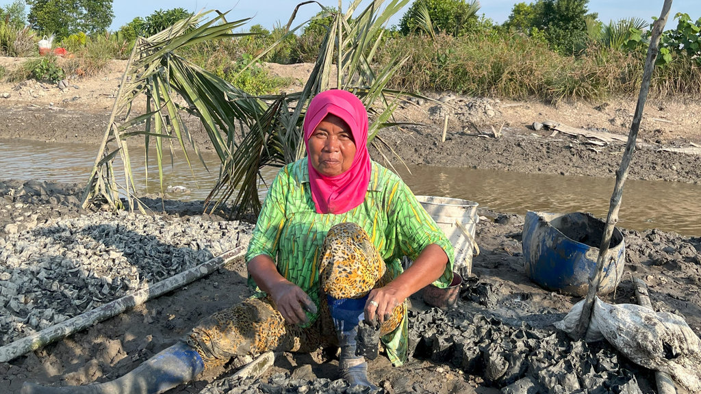 Perempuan Kuala Selat iku berperan dalam proses penyiapan bibit mangrove. FOTO/dok.Mangroves for Coastal Resilience Body artikel M4CR 1
