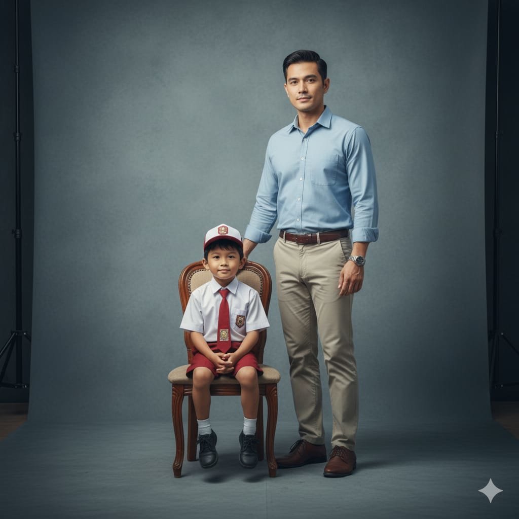 Prompt AI gabungan foto masa kecil dan dewasa