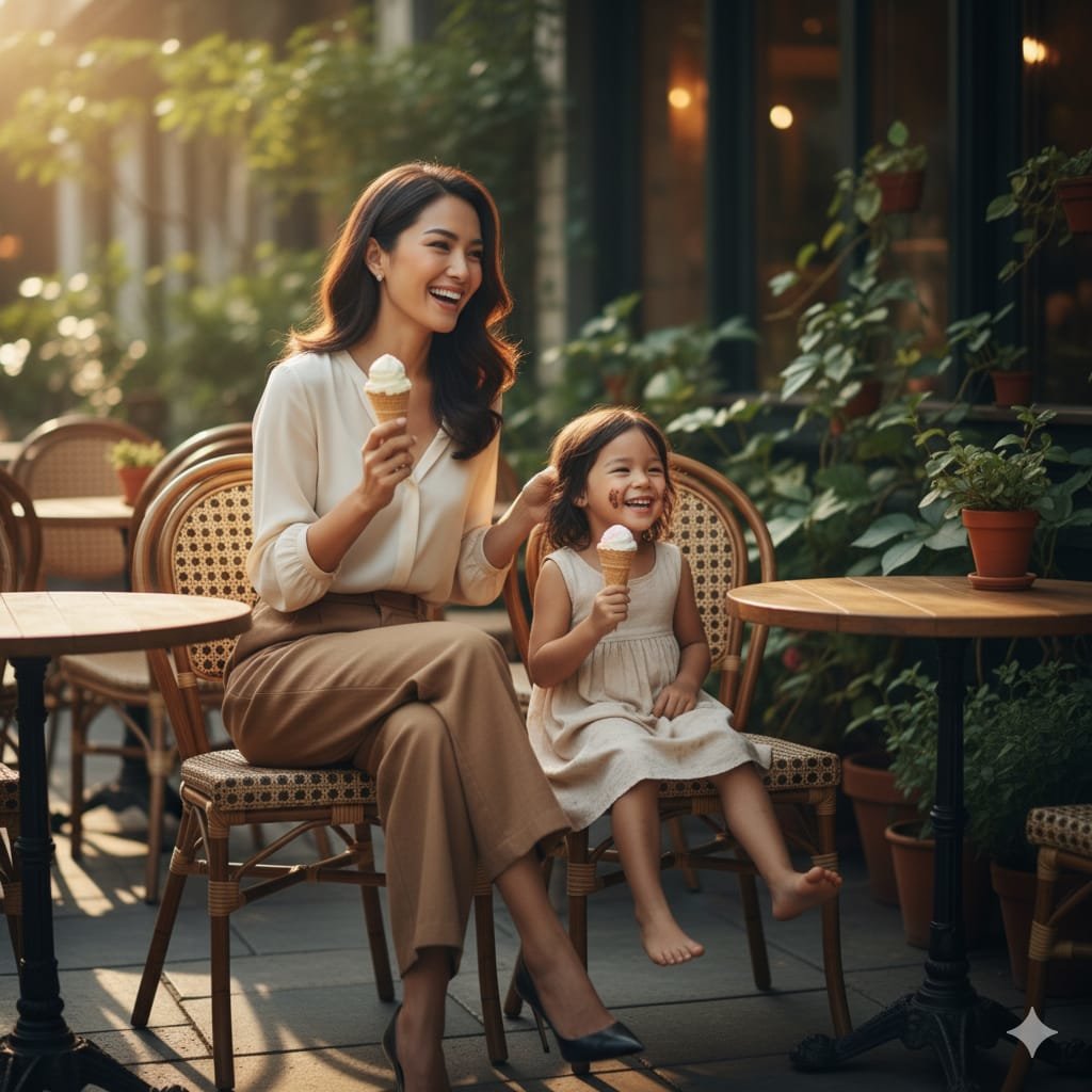 Prompt AI gabungan foto masa kecil dan dewasa