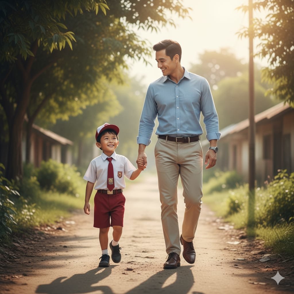 Prompt AI gabungan foto masa kecil dan dewasa