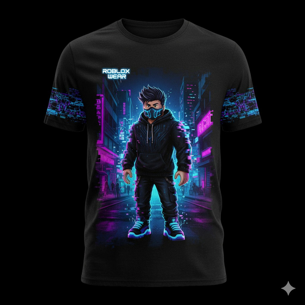 Hasil generator AI, prompt AI t-shirt Roblox. FOTO/Gemini AI prompt AI t-shirt Roblox