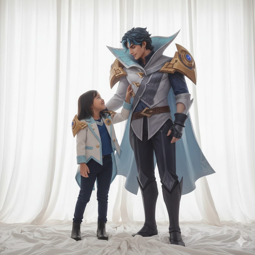 Hasil generator AI, Prompt AI Foto Hero Mobile Legend. Gemini AI Prompt AI Foto Hero Mobile Legend