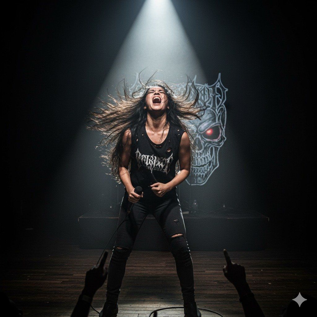 prompt AI foto musisi lagi di panggung. foto/gemini ai prompt AI foto musisi lagi di panggung