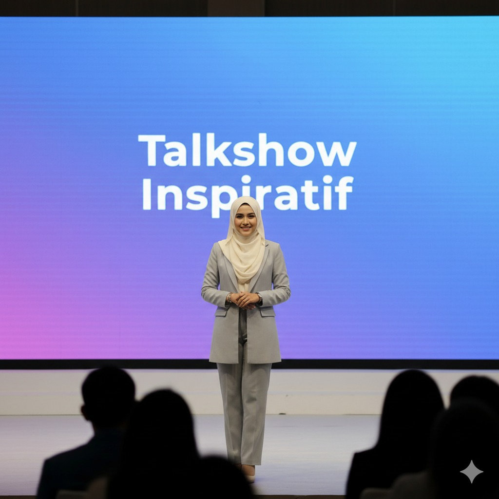 Hasil geerator AI, Prompt AI Foto Pembicara Seminar. FOTO/Gemini AI Prompt AI Foto Pembicara Seminar