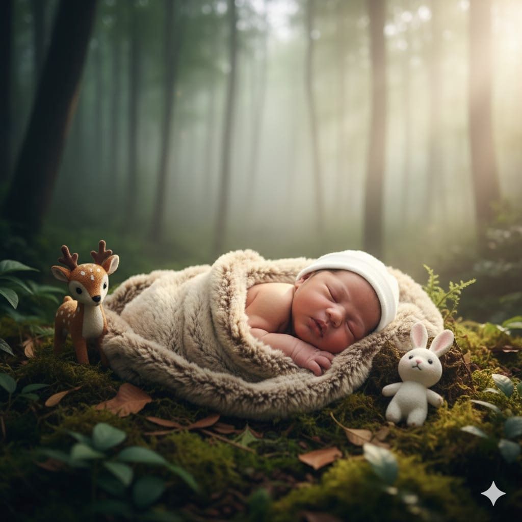 Hasil Generator AI, Prompt AI Newborn Photoshoot. FOTO/Gemini AI Prompt AI Newborn Photoshoot