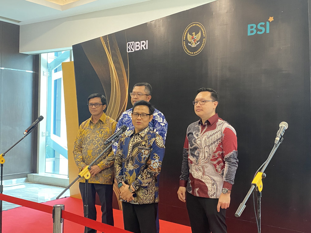 Menteri Koordinator Bidang Pemberdayaan Masyarakat (Menko PM) Abdul Muhaimin Iskandar dalam konferensi pers acara Mandaya Awards Kemenko PM di Ballroom Plaza Jamsostek, Jakarta Selatan, Kamis (16/10/2025). tirto.id/Rahma Dwi Safitri Konpers Muhaimin Iskandar di acara Mandaya Awards Kemenko PM