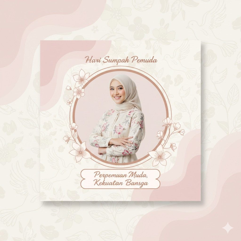 Hasil generator AI, Prompt Gemini AI Twibbon Sumpah Pemuda. FOTO/Gemini AI Prompt AI Twibbon Sumpah Pemuda