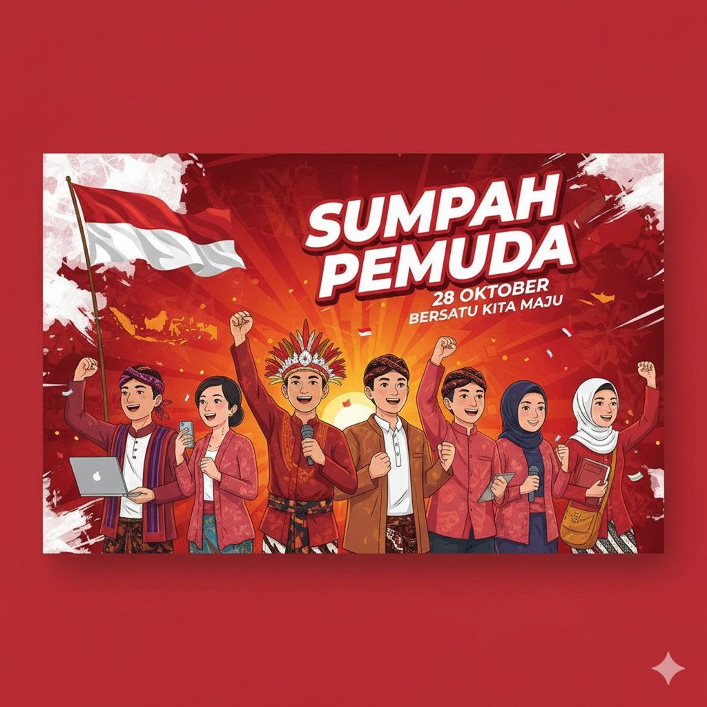 Desain Flyer Sumpah Pemuda. FOTO/Gemini AI Desain Flyer Sumpah Pemuda