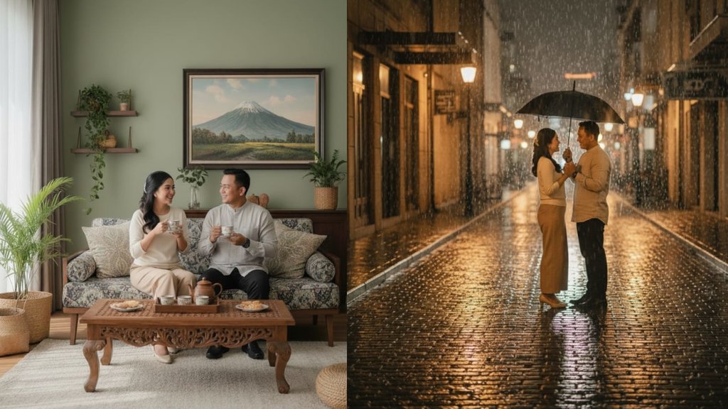 Prompt AI Hujan Romantis. foto/gemini ai Prompt AI Hujan Romantis