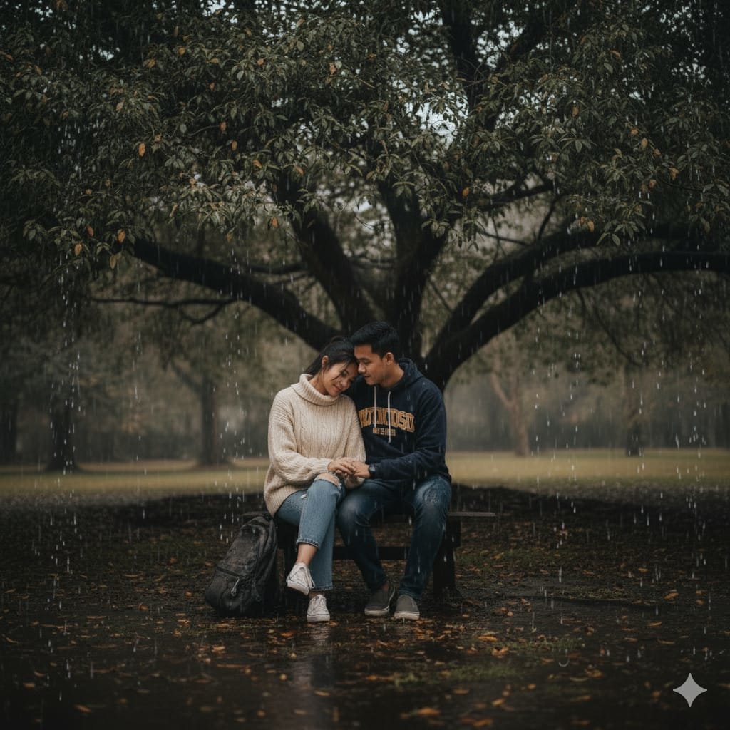 Prompt AI Hujan Romantis. foto/gemini ai Prompt AI Hujan Romantis