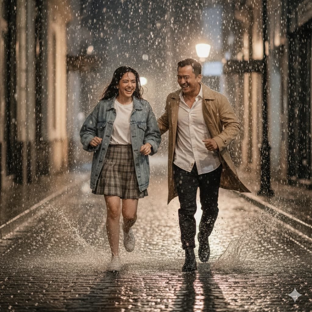 Prompt AI Hujan Romantis. foto/gemini ai Prompt AI Hujan Romantis