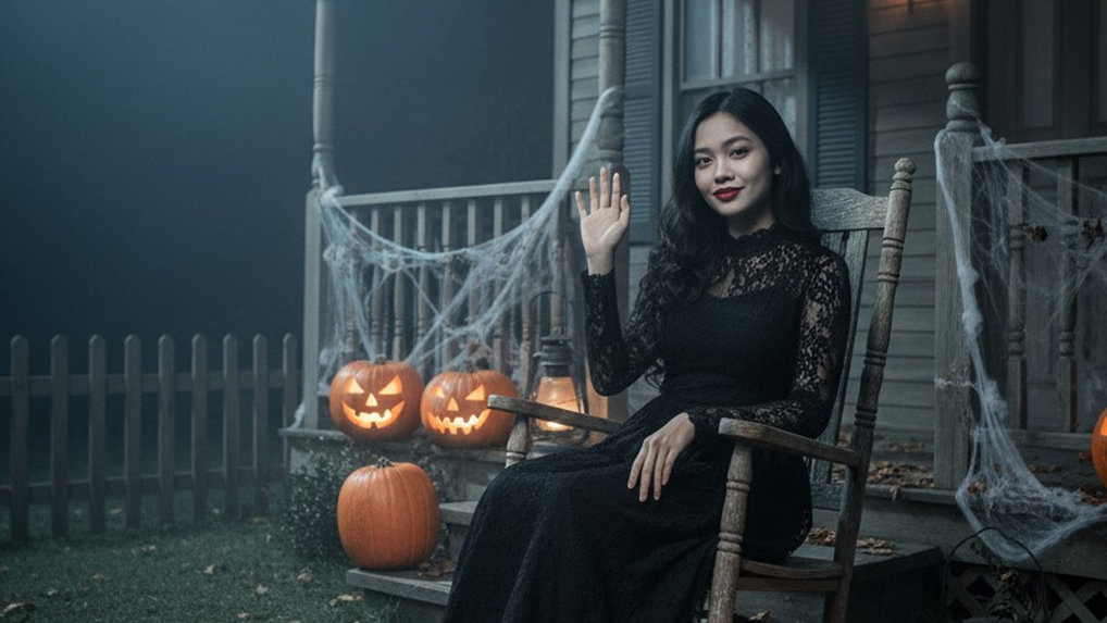 Hasil generator AI, Prompt Gemini AI Halloween. FOTO/Gemini AI Prompt AI Halloween