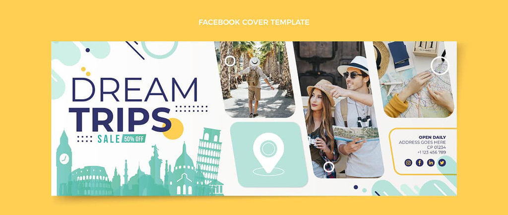 Facebook Cover. freepik/Flat style travel facebook cover Facebook Cover