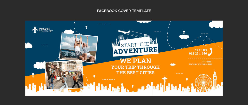 Facebook Cover. freepik/Flat style travel facebook cover Facebook Cover