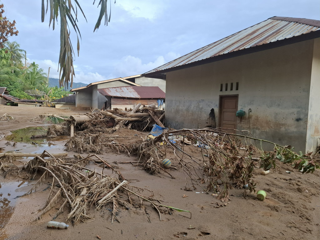 Gelondongan Kayu Menumpuk di Aliran Sungai Tapteng