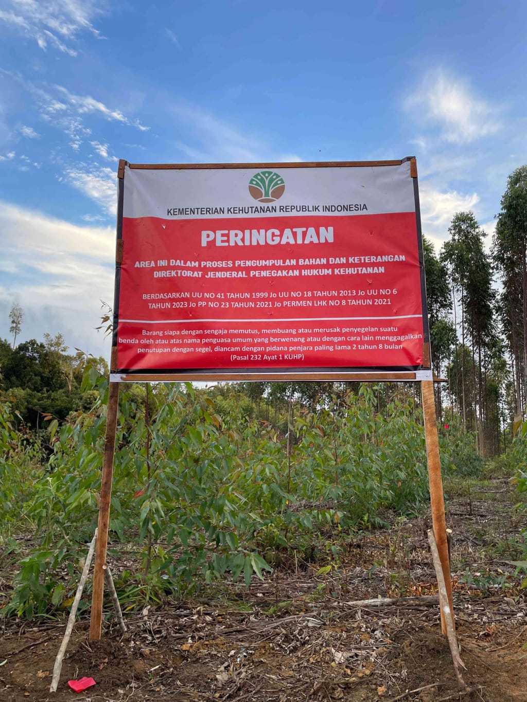 Papan Peringatan Gakkum Kemenhut