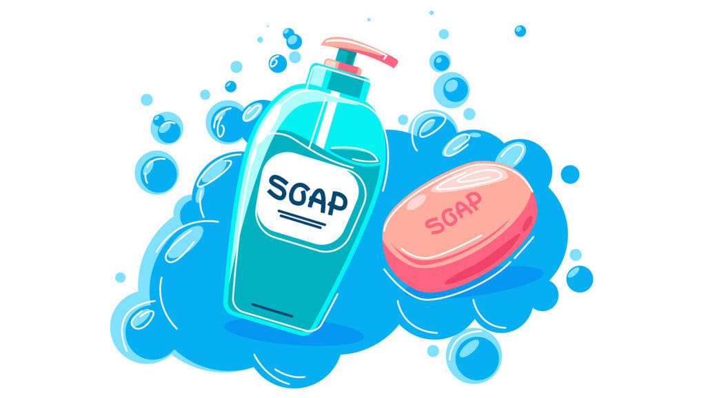 Ilustrasi Sabun Cair vs Sabun Batang