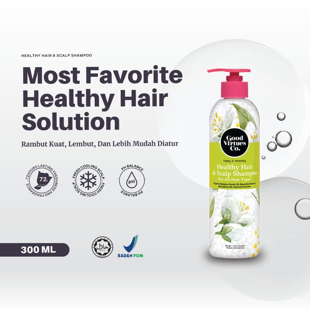 Good Virtues Co Healthy Hair & Scalp Shampoo 300 ml | Shampo Rambut Kering Non SLES dan Paraben