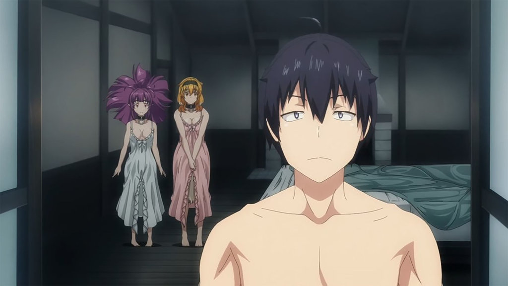 Penggambaran Sherry sebagai budak Michio Kaga dalam anime berjudul Isekai Meikyuu de Harem wo