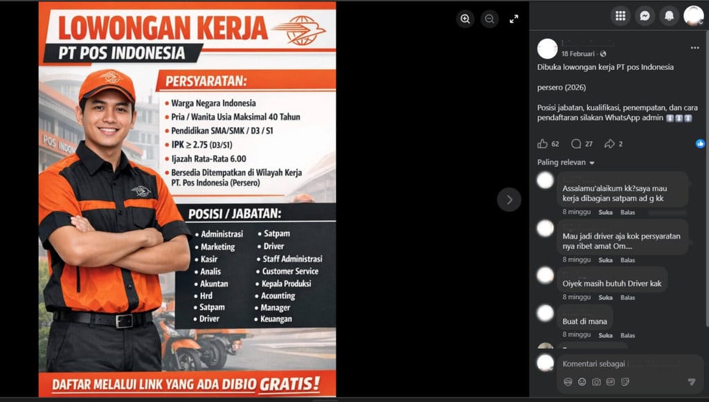 Periksa Fakta Pendaftaran PT Pos Ind