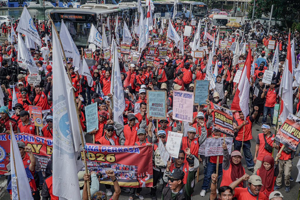 Aksi memperingati Hari Buruh Internasional 