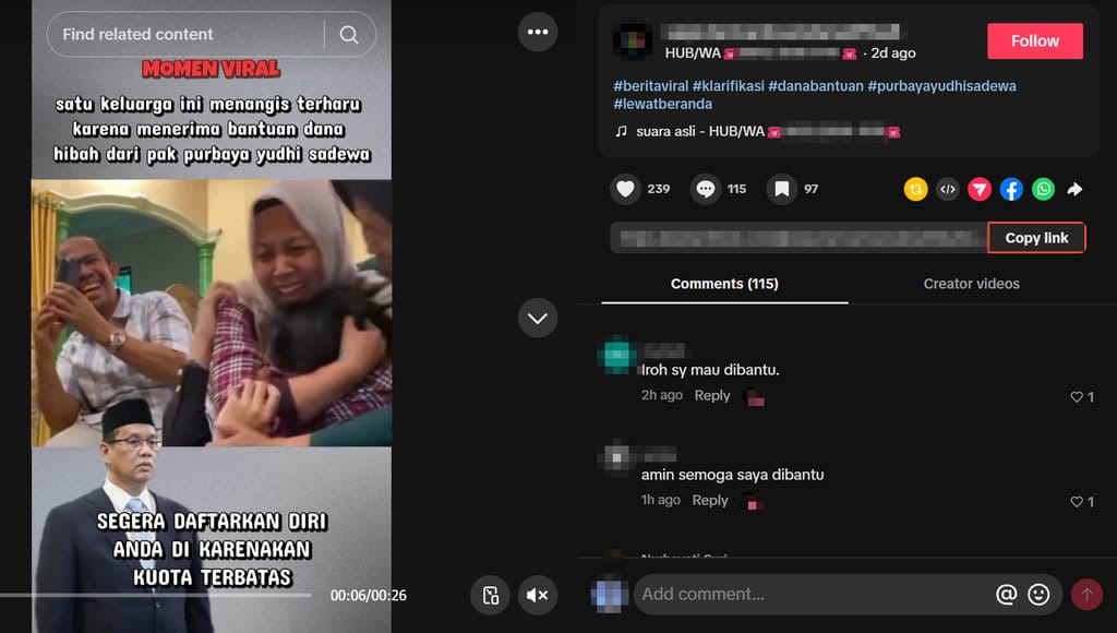 Periksa Fakta Menangis karena dana hibah Purbaya