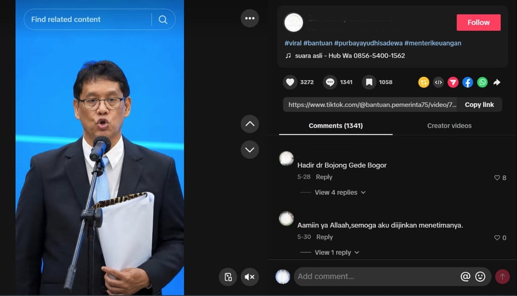 periksa fakta bantuan purbaya untuk 700 orang