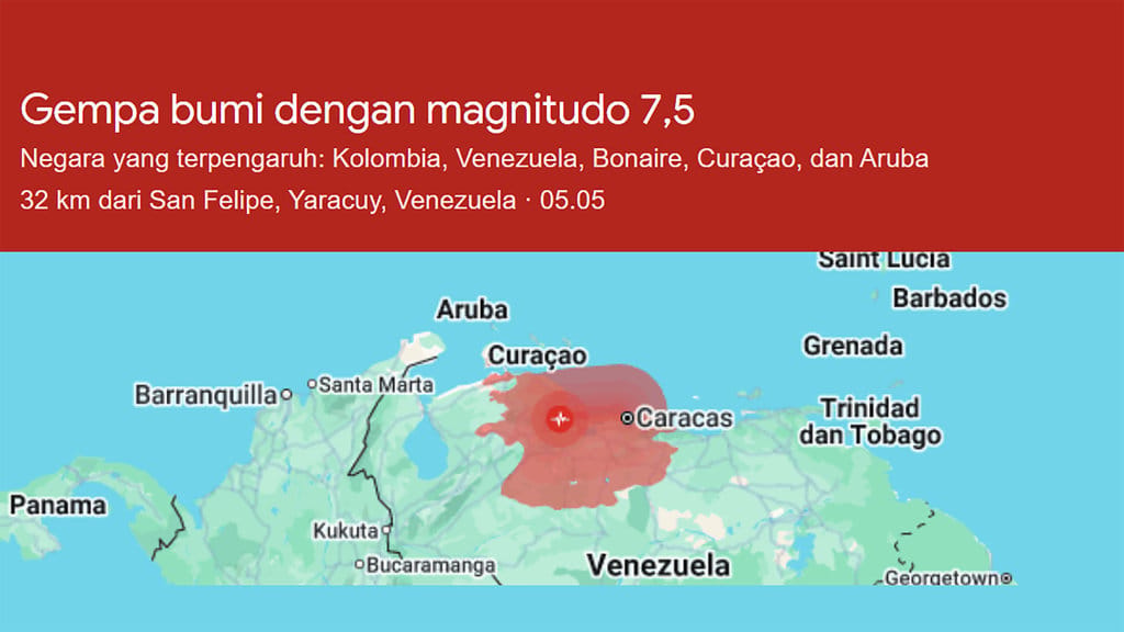 Peta Gempa Venezuela
