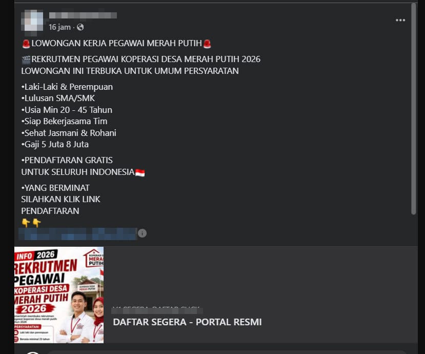 Periksa Fakta pendaftaran pegawai kopdes 2026