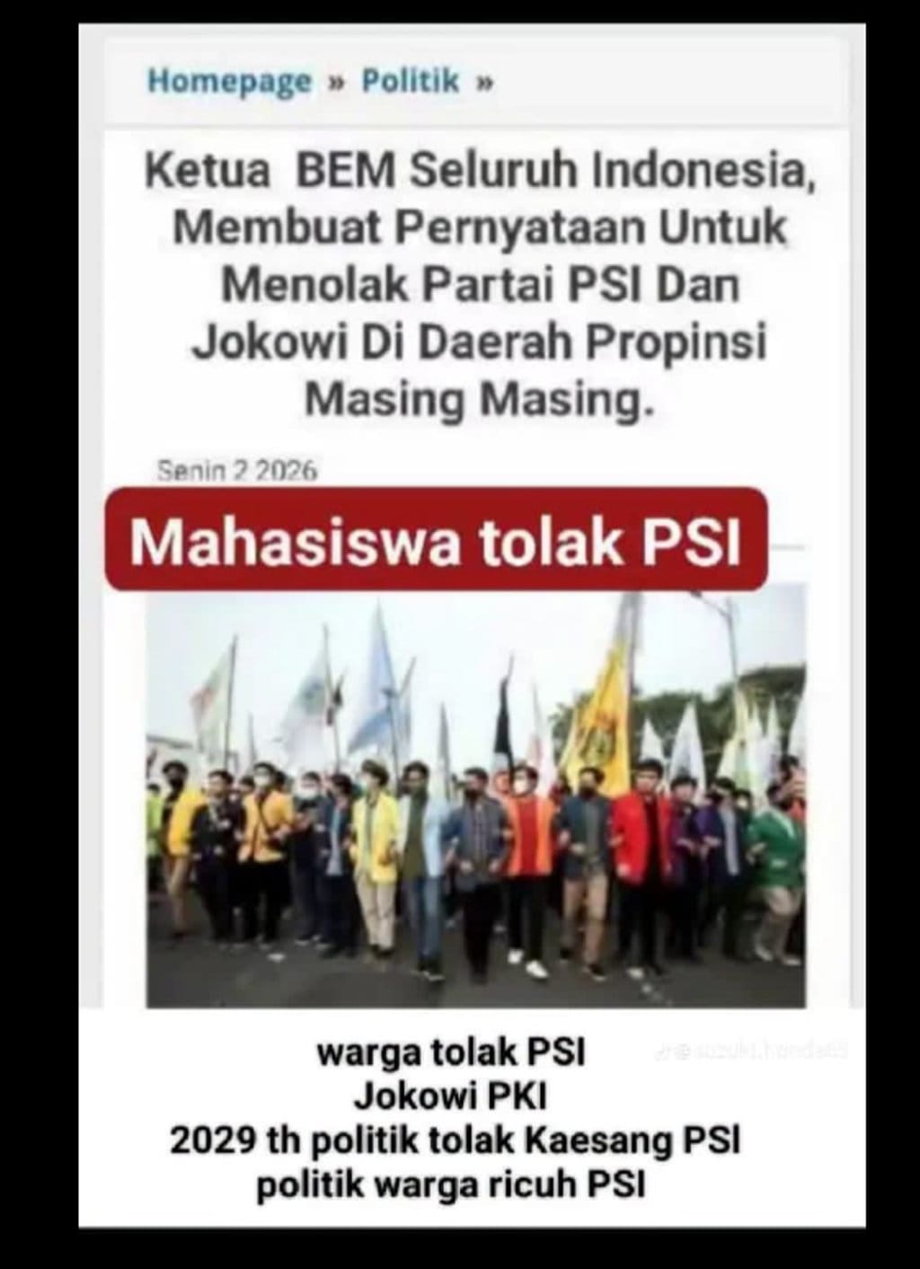 periksa fakta Mahasiswa Tolak PSI