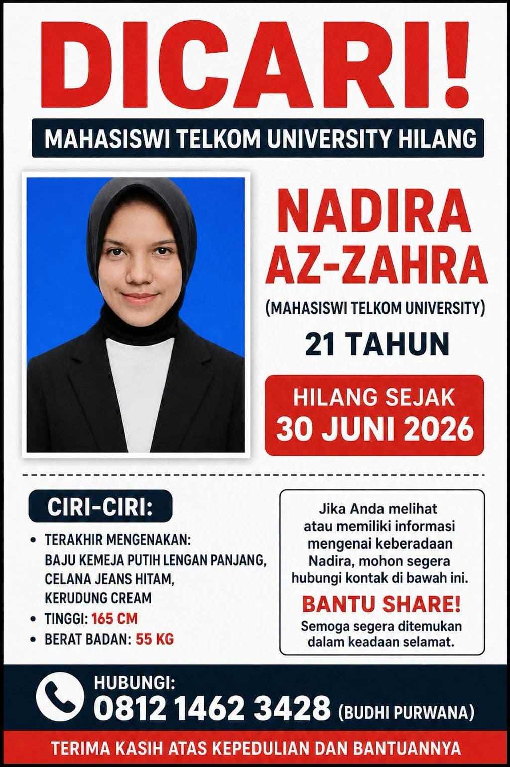 Poster Nadira Hilang
