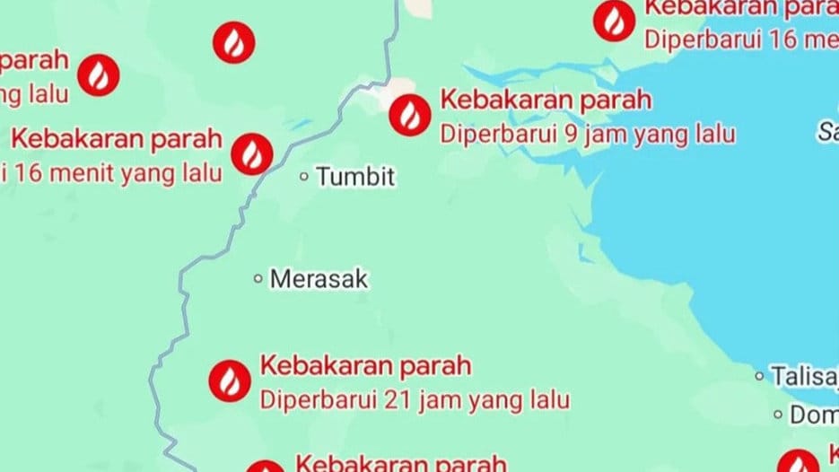 Titik kebakaran di Kalimantan. 