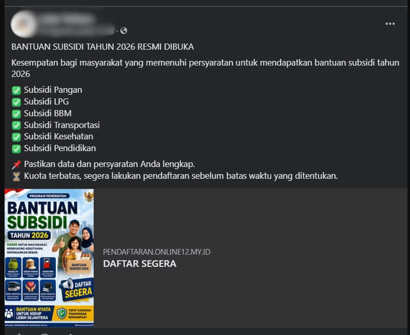 Periksa Fakta Bantuan Subsidi 2026