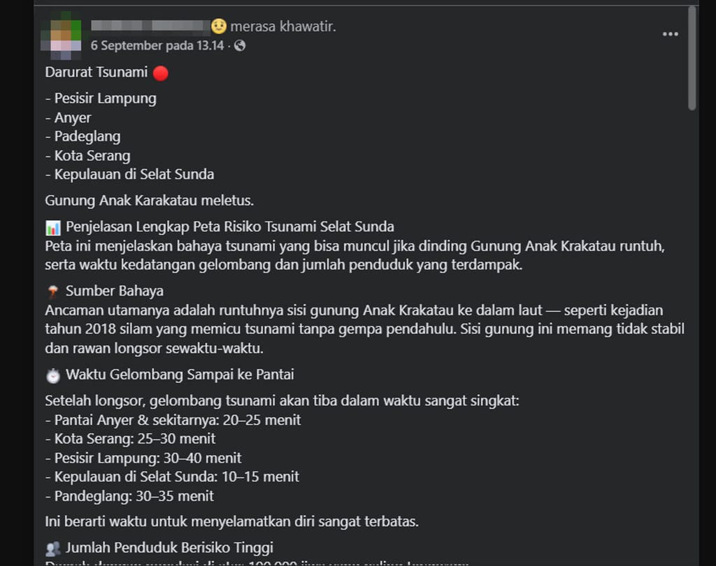 periksa fakta Darurat Tsunami