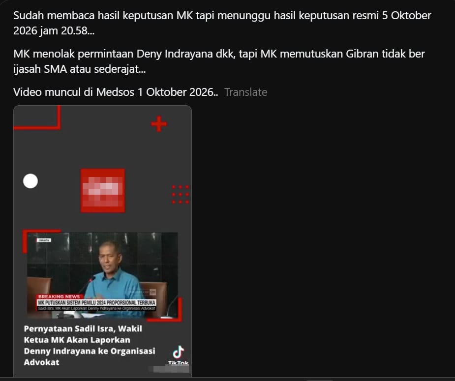 Periksa Fakta MK Laporkan Denny Indrayana