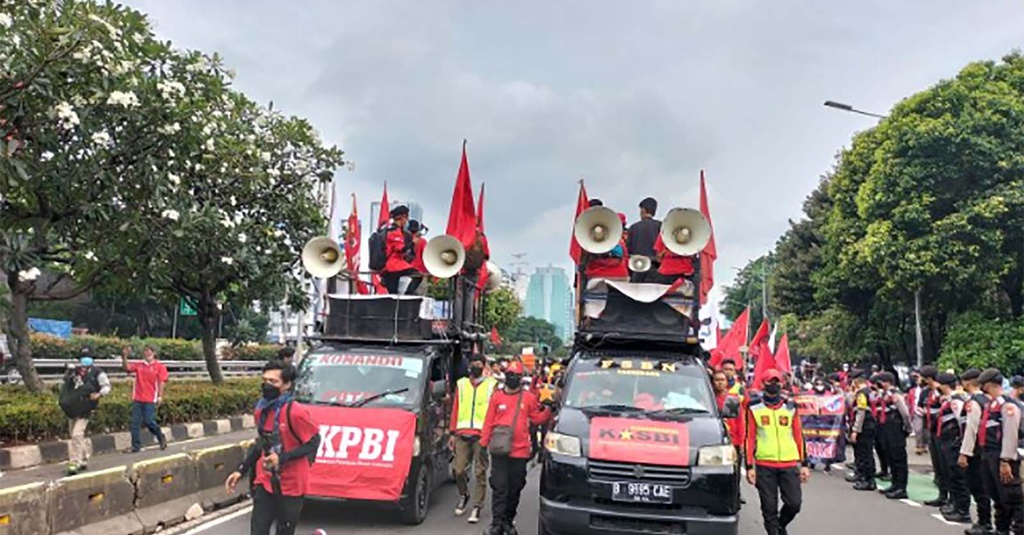 May Day di KPU, Buruh Tuntut Pemilu Digelar Sesuai Jadwal