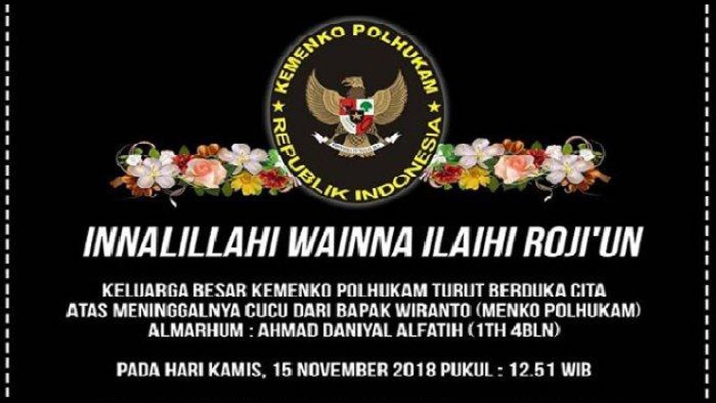 Cucu Wiranto Meninggal karena Terpeleset di Kolam Ikan Cucu Wiranto Meninggal karena Terpeleset di Kolam Ikan
